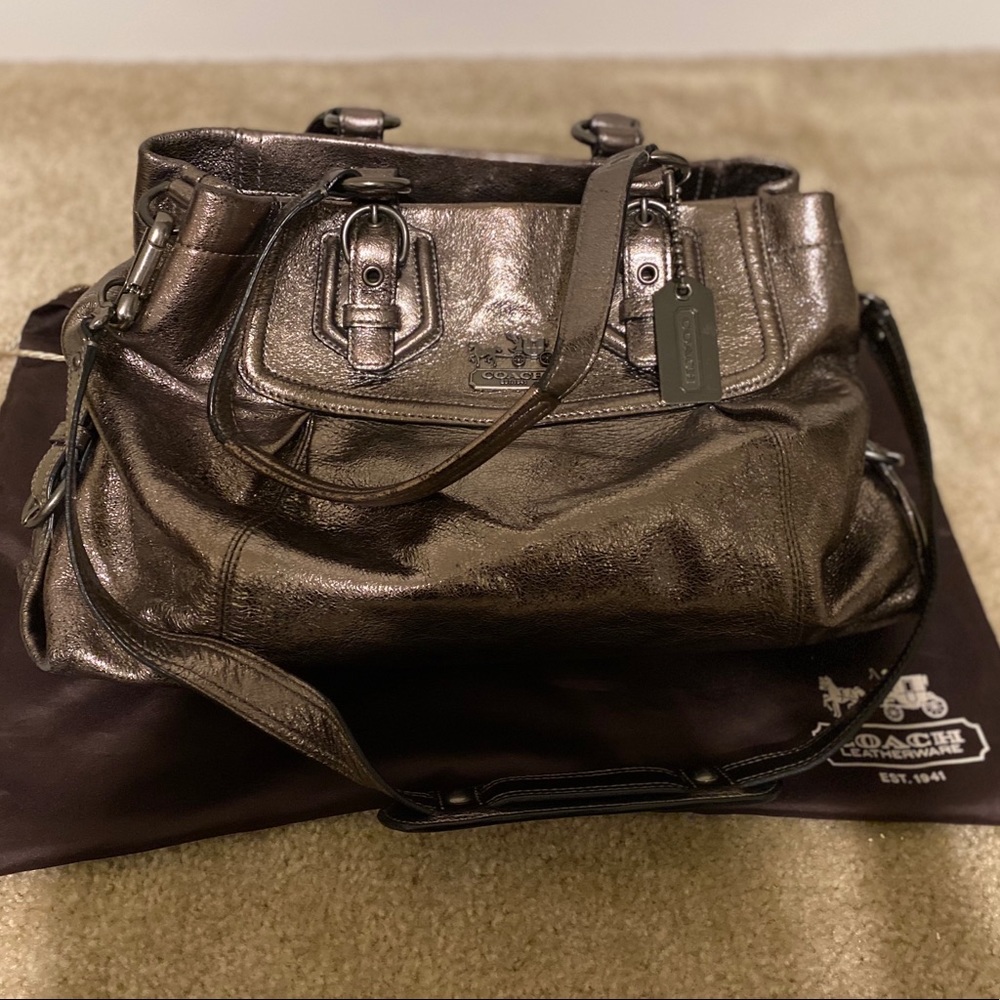 Coach medium sized silver-tone purse